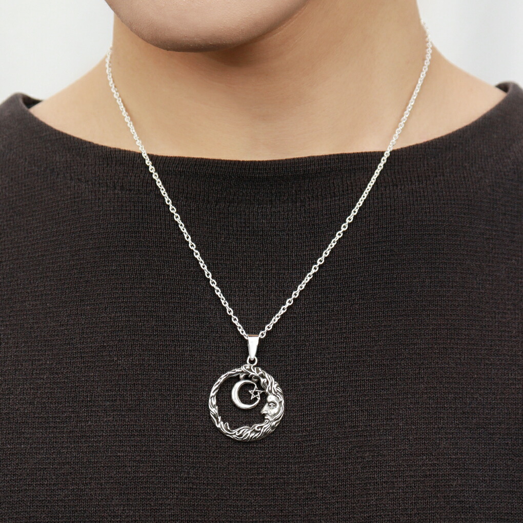 楽天市場】ムーン フェイス シルバー ネックレス ペンダント
