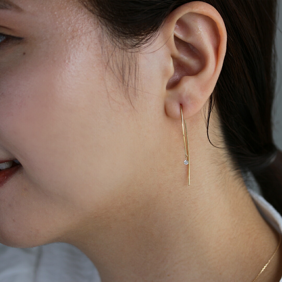 楽天市場】K18 天然 ダイヤモンド 計0.10ct 揺れる 一粒ダイヤ