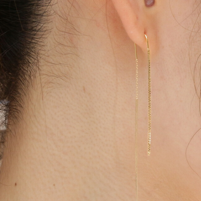 楽天市場】K18 イエローゴールド ベネチアンチェーン ロングピアス