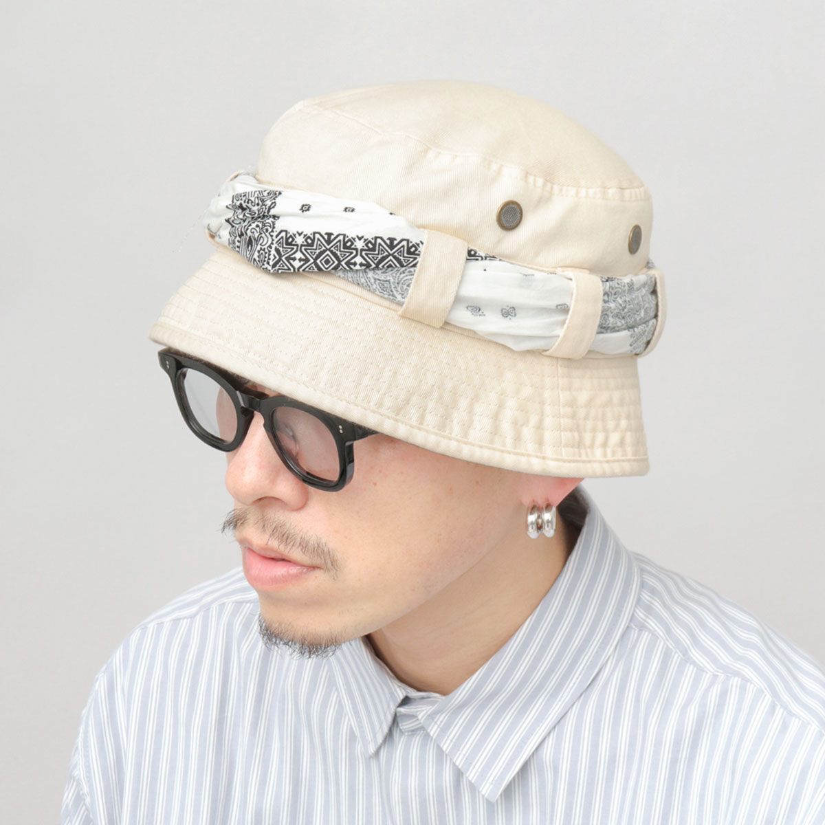 楽天市場】バケットハット ブーニーハット バンダナ付き メンズ