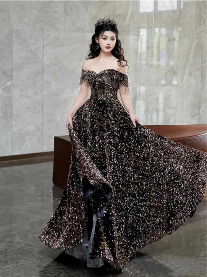 LEJA-2WAYレース花柄オフショルダースパンコールマーメイドフレアドレス S