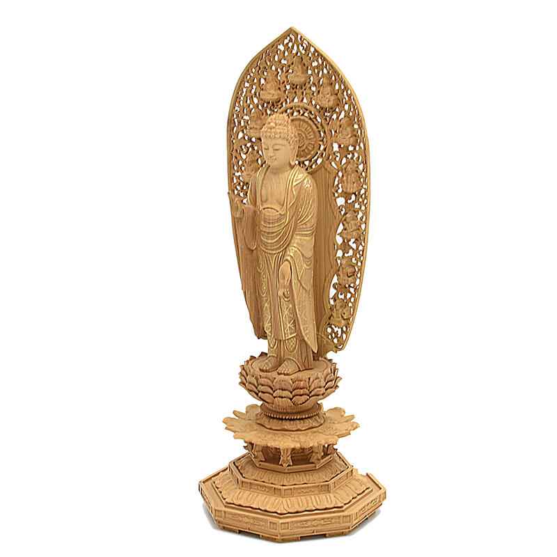 楽天市場】【仏像】木製仏像「阿弥陀如来」6寸（総39.5cm）十三仏後背