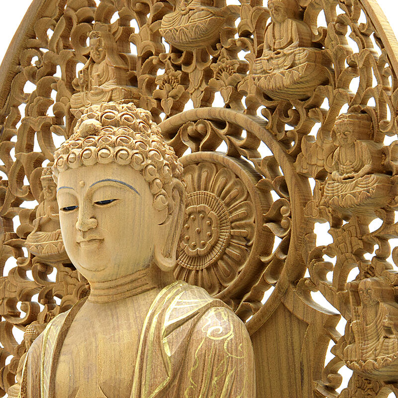 楽天市場】【仏像】木製仏像「阿弥陀如来」6寸（総39.5cm）十三仏後背