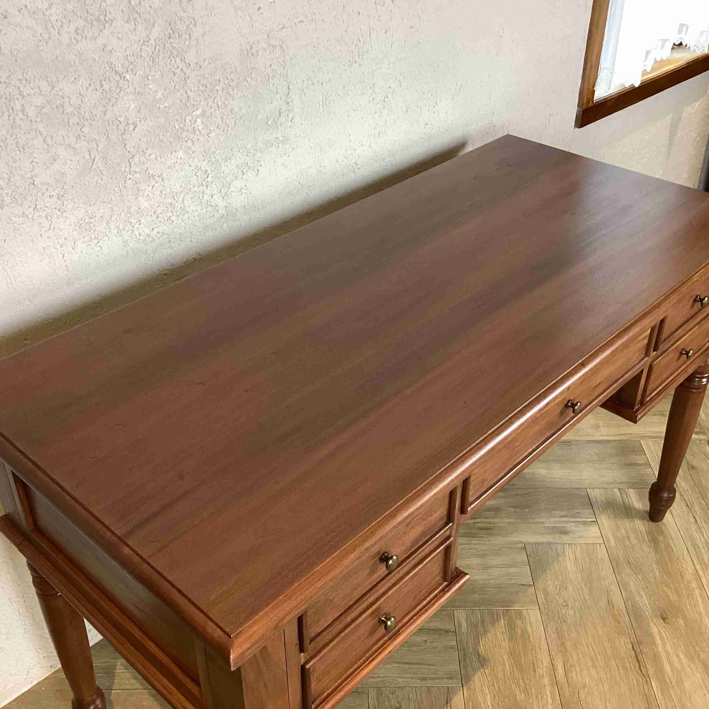 楽天市場】アンティーク調 マホガニー デスク テーブル 幅130cm