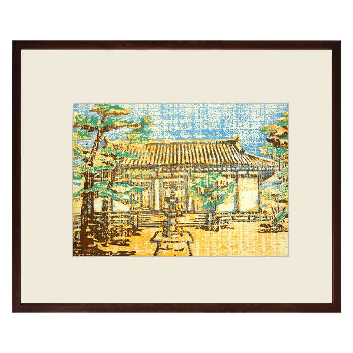 楽天市場】木版画 森本木羊子「境内」和紙に木版 落款あり 額付き 明治