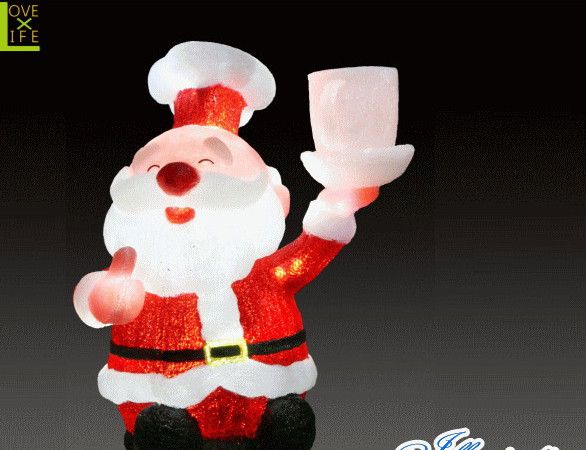 楽天市場】【イルミネーション】LEDクリスタル サンタシェフ【サンタ