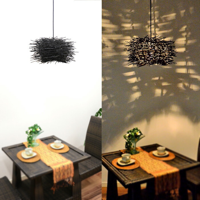 楽天市場】【LED電球標準】ペンダントライト ラタン 籐 とげとげライト