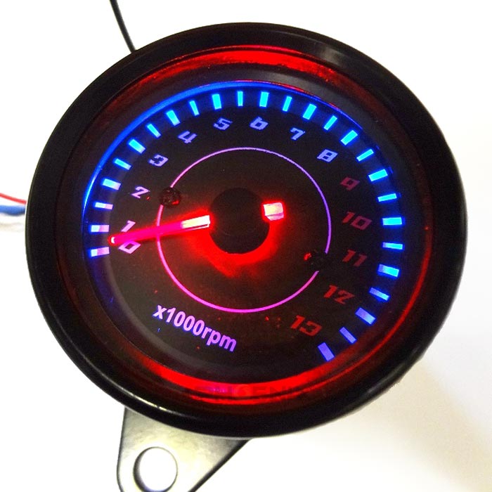 楽天市場】タコメーター LED 黒 12V 電気式13000 配線説明有 ATV APE