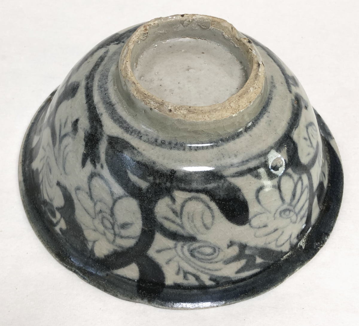 中国明時代晩期特大染付お茶碗 中国明時代晩期特大染付