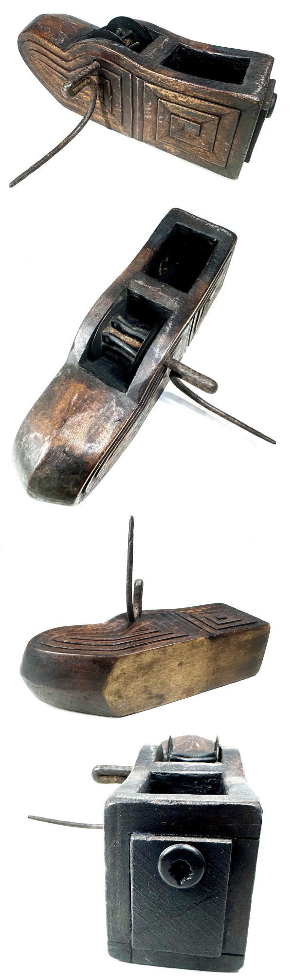 中国 古竹彫刻 黒漆 漢詩人物文 筆筒 時代箱付 G R7384 中国