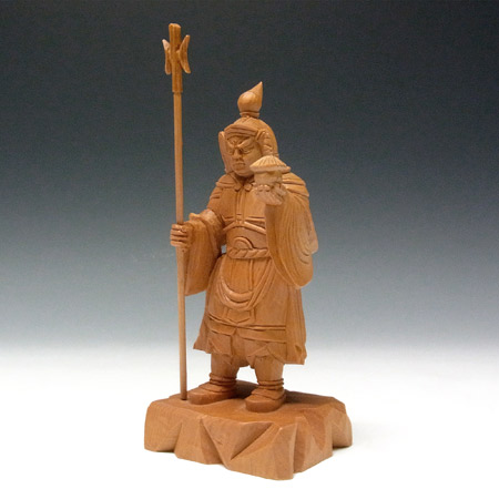 楽天市場】木曽桧 毘沙門天立像 高さ16cm 木彫り 仏像 日本仏師作品