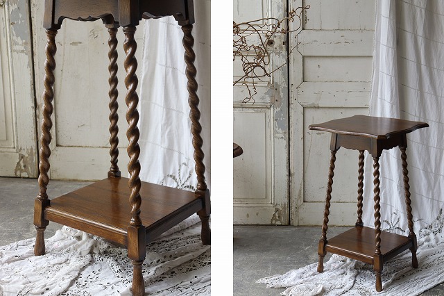 イギリスアンティーク サイドテーブル 飾り台 花台 オーク材 イギリス