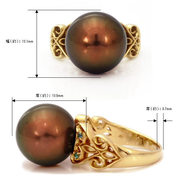 大粒 ゴールデンパール ピンタック 11×12mm 南洋真珠 タヒチ 大粒