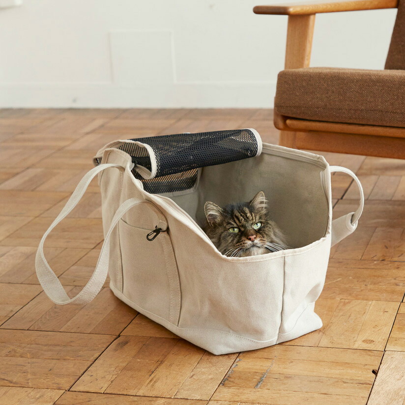 楽天市場】【猫 キャリー】スクエア トート リネン ソリッド Lサイズ