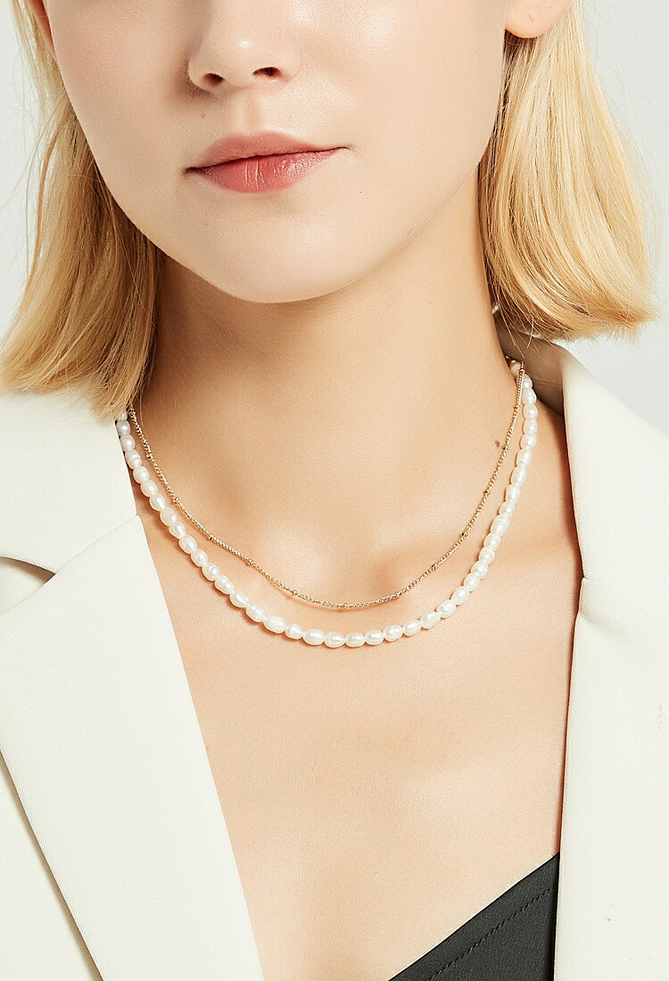 楽天市場】ネックレス 二連 淡水パール バロック パールネックレス