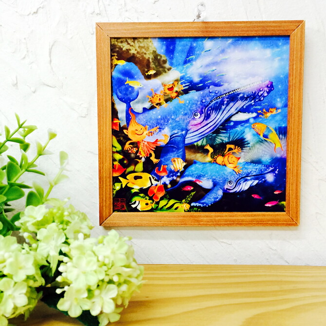 ウオールアート A4額付 「釣り人」 ウオールアート A4額付 「釣り人