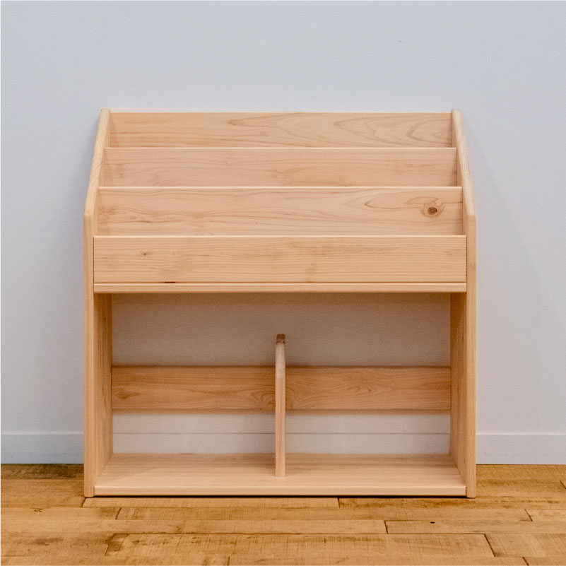 絵本棚 国産ヒノキ 木遊舎 国産ひのき材 絵本ラック 絵本棚 60センチ 2