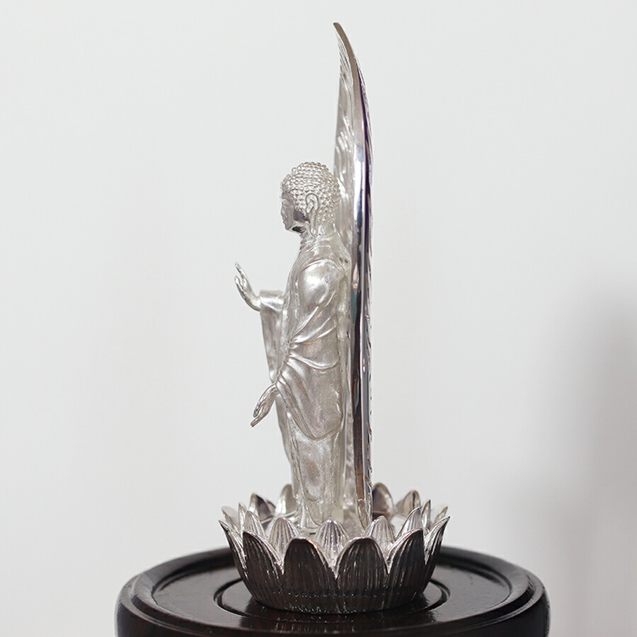 旧白銅発銀釈迦仏像の置物