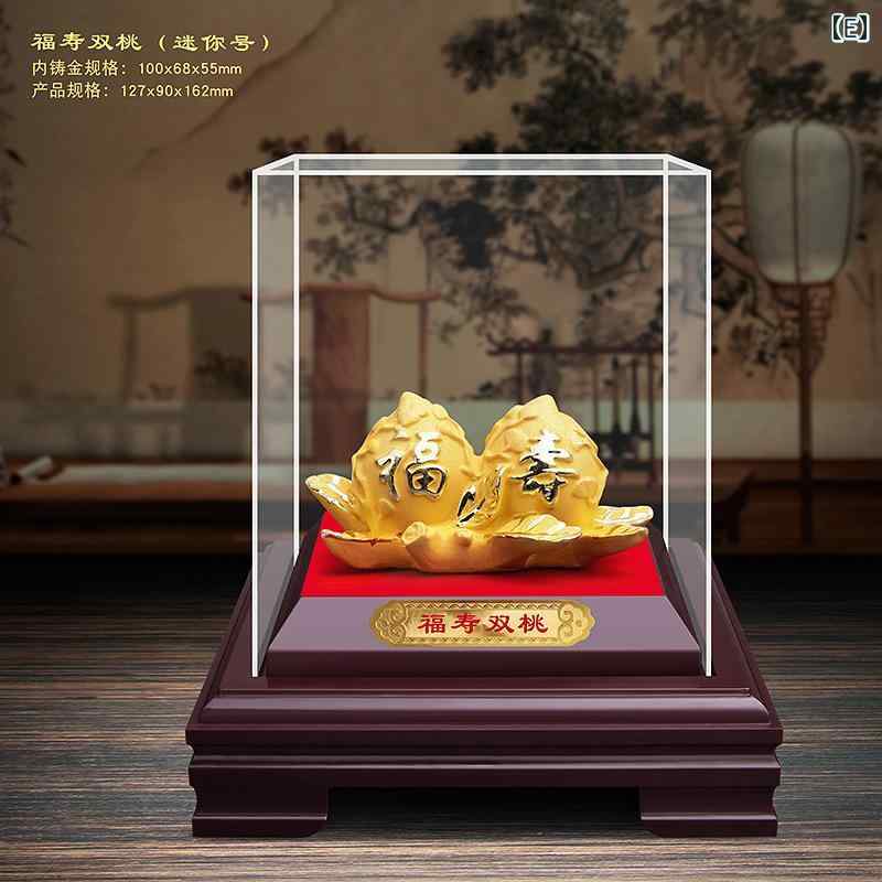 置物 銅製桃入り寿老人 風水置物 長寿のお祝いに 寿老人 桃 開運