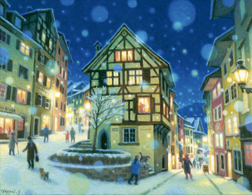 笹倉鉄平 サン・ルーに降る雪 絵画