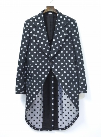 コムデギャルソンオムプリュス ドット柄 ダブルボタン ロングコート
