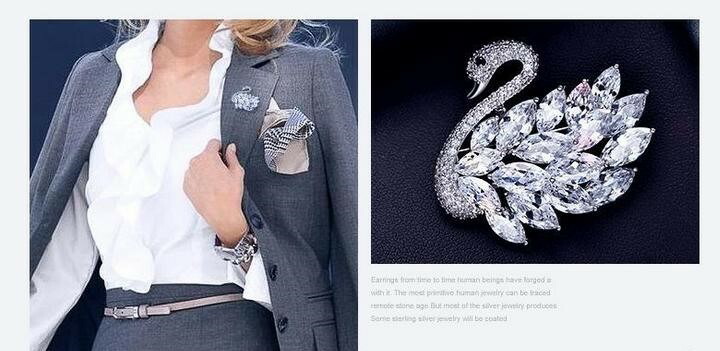 楽天市場】スワロフスキー CZダイアモンド スワン ( 白鳥 ) ブローチ