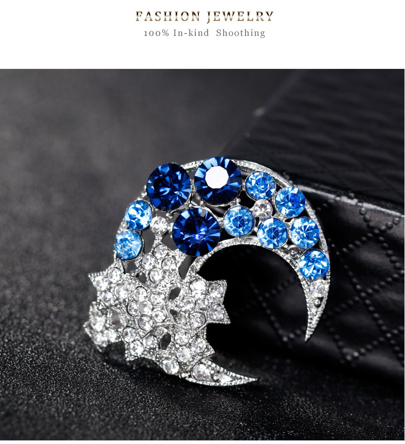 楽天市場】スワロフスキー 月 と 星 シャイン ブローチサファイア