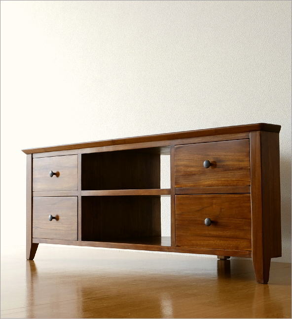 楽天市場】チーク無垢材 コーナーテレビ台 木製 総無垢材 角置き