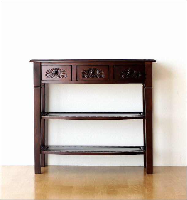 楽天市場】アンティーク調コンソールテーブル 木製 収納家具