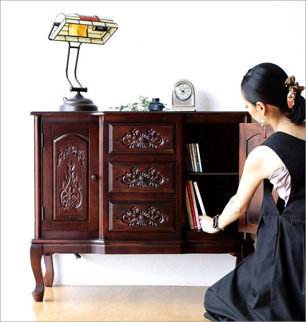 ねこ イギリスヴィンテージ チェスト ショートサイドボード リビング