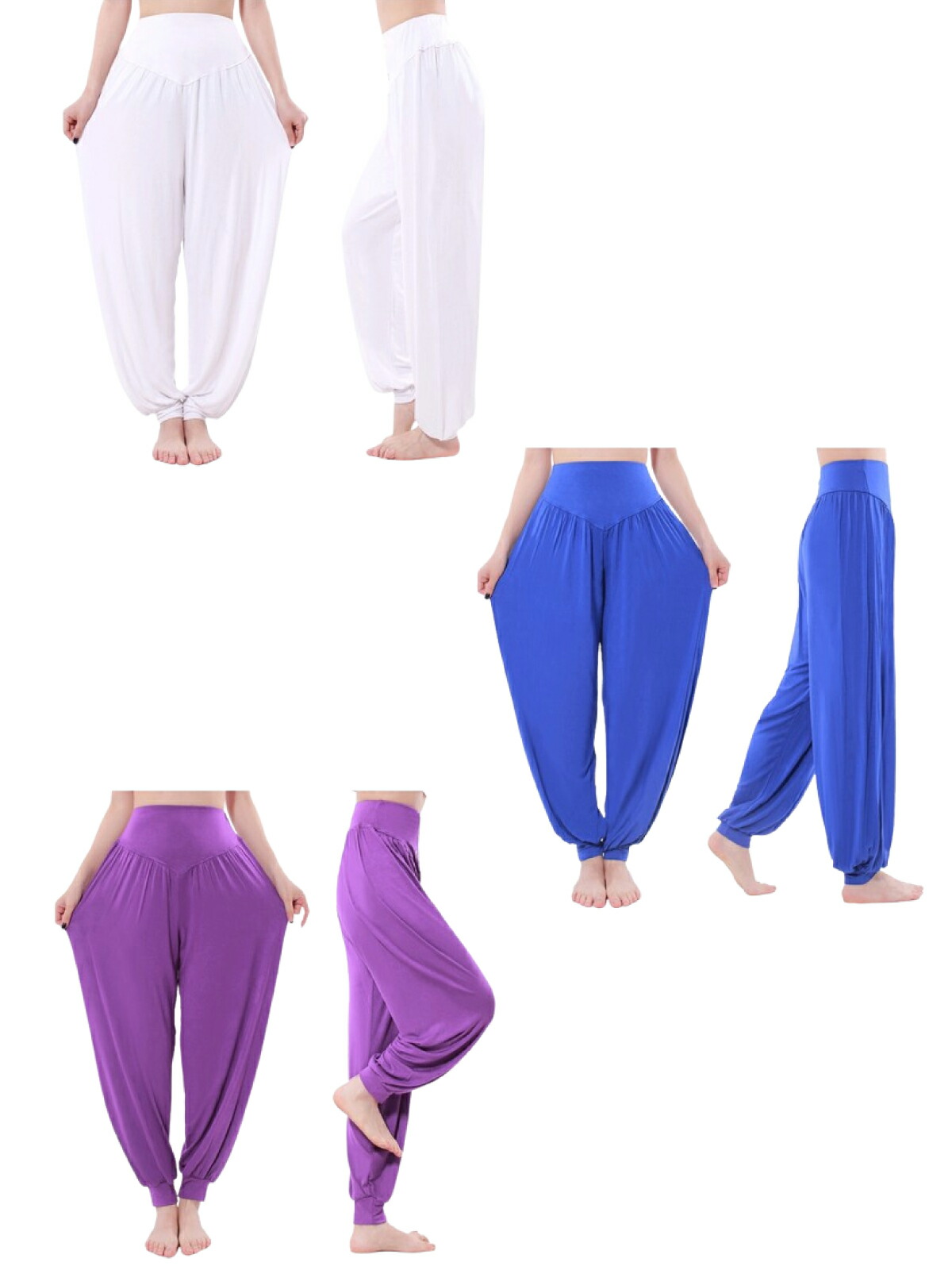 新品】サルエルパンツ ヨガ 250麻の葉柄 男女兼用 パープル A947 楽天