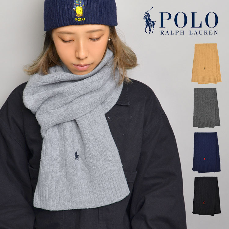 Polo Ralph Lauren マフラー グレー/ネイビー O/S ラルフローレン