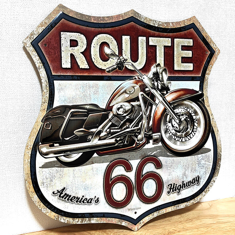 ブリキ看板インテリアアンティークアメ車ハーレールート66 ショベル