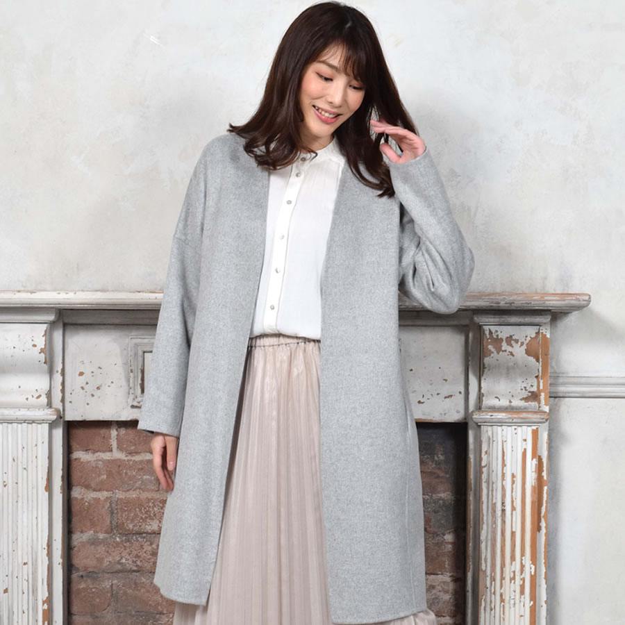 楽天市場】【51％OFFクーポン】ノーカラーコート [Merfirge]ウール混