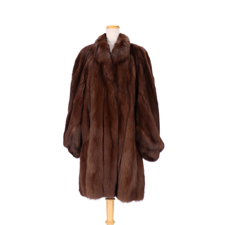 楽天市場】ロシアンセーブル ファー コート ブラウンカラー 送料無料