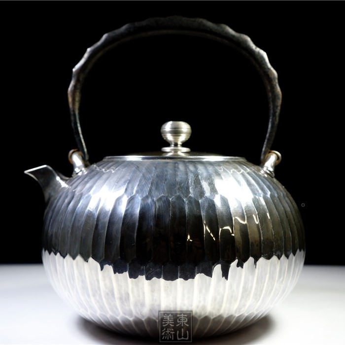 鈴木長ニ斎 純銀獣口湯沸 茶道具 煎茶道具 煎茶道具 銀瓶