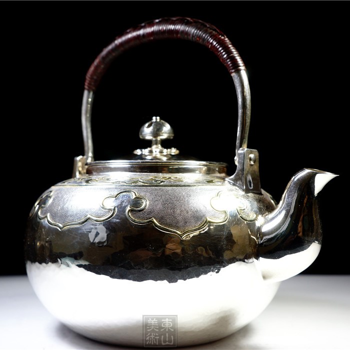 銀打出彫刻茶器 巌月庵所蔵 銀細工 骨董 奈良蔵出し 古玩 アンティーク