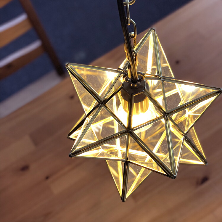 楽天市場】ペンダントライト 星型 ゴールド 1灯 E26 ガラスシェード