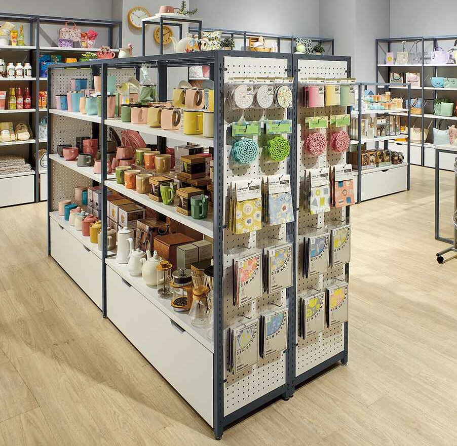 楽天市場】陳列什器 4連結全セット ショーケース ゴンドラ 陳列棚 商品