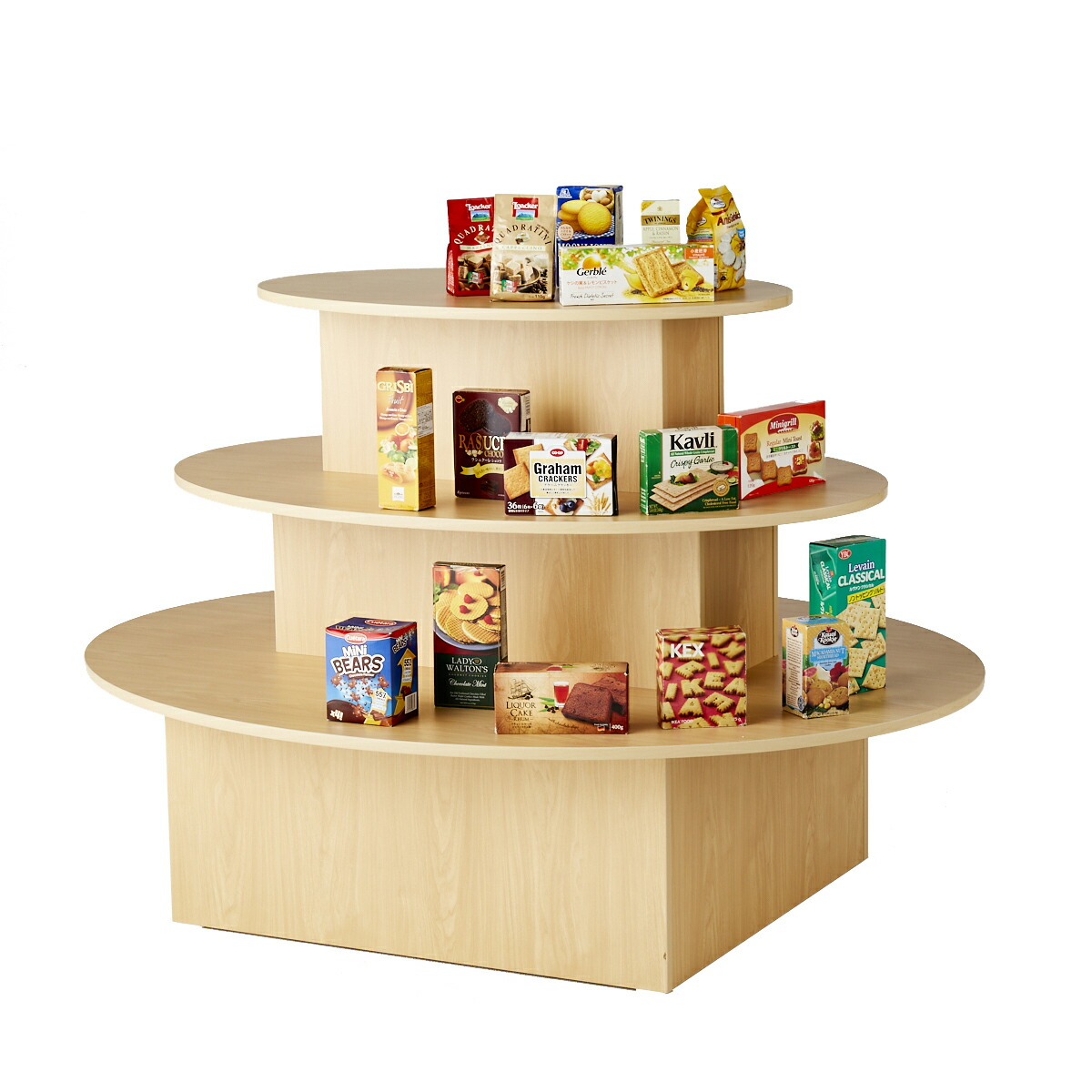 三色組み合わせ階段円柱型ディスプレイ台 直径60cm高さ78㎝ 陳列台