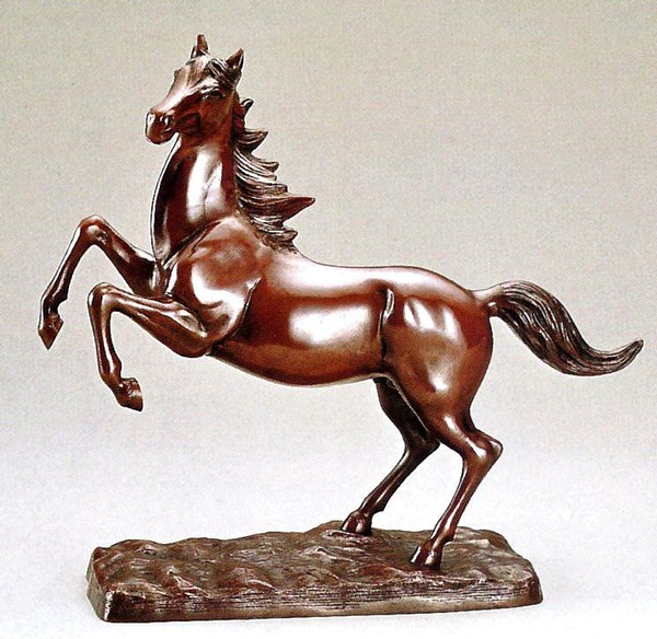 敷台付き高岡銅器銅製馬駿馬13号和雲作干支 馬 午 うま美術鋳物