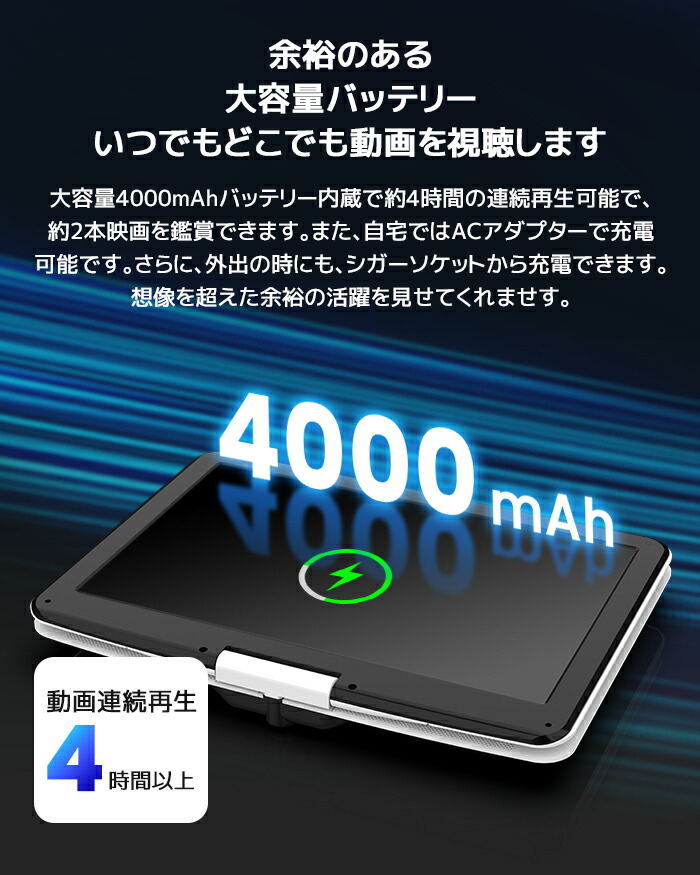 楽天市場】ポータブルDVDプレーヤー 15.5型 FANGOR 車載携帯式DVD 大