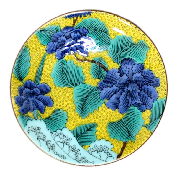 楽天市場】九谷焼 青郊窯豆皿 古九谷青手土坡に牡丹図MC-04 : 九谷陶芸