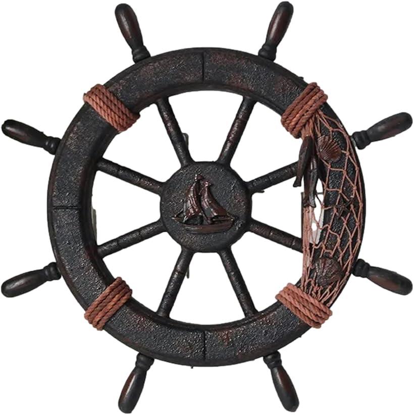 楽天市場】舵輪 ハンドル 船舵 インテリア 木製船舵輪 地中海風 海賊風