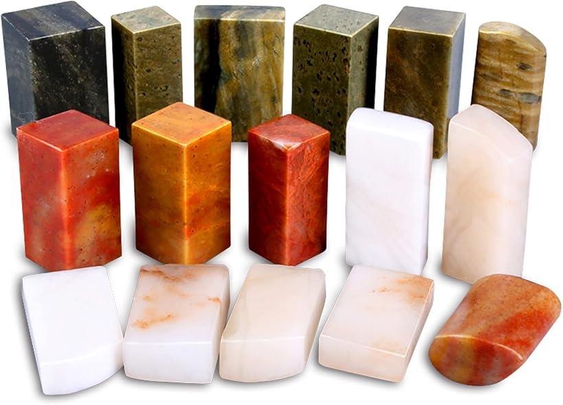 楽天市場】楽しい 篆刻 てんこく 印材 石材 セット 青海石 寿山石 青田