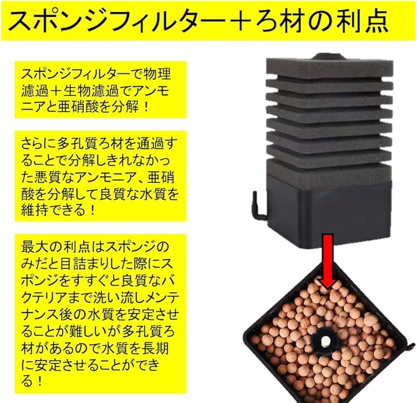 楽天市場】バイオスポンジフィルター 多孔質 ろ材入り 簡単設置