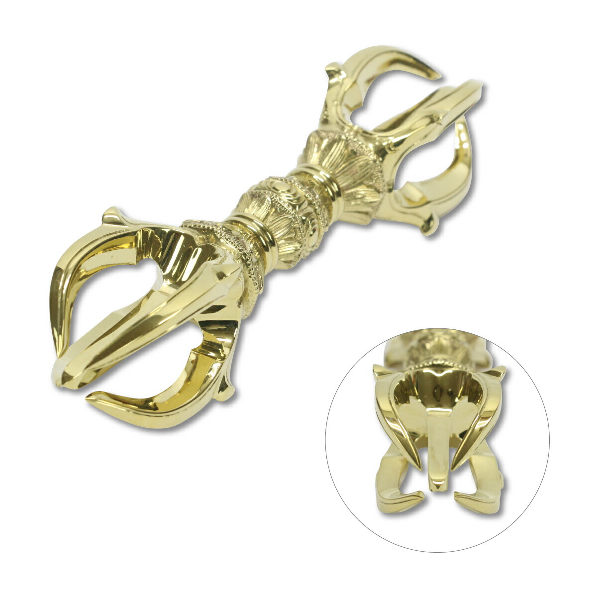 修縁堂】密教法具 真言宗 法器 鬼面五鈷杵 金剛杵 内回転可能なねじり