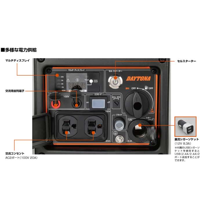 楽天市場】デイトナ インバーター発電機 DAYGENE1900e ポータブル