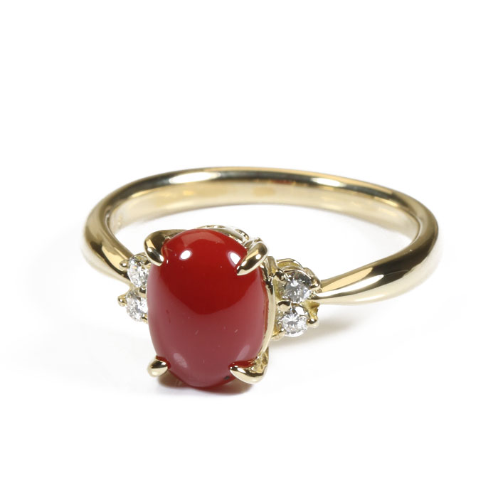 天然 珊瑚 リング 指輪 k18 高知サンゴ工房 天然 珊瑚 リング 指輪 k18