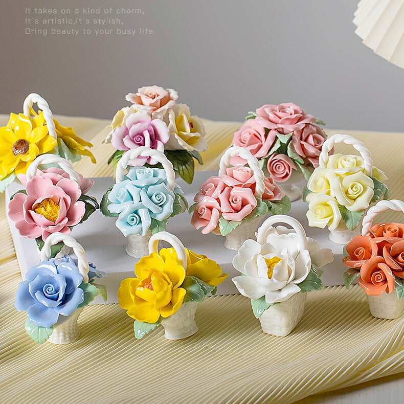 楽天市場】100年枯れない磁器のお花 花 置物 陶磁器 花のオブジェ